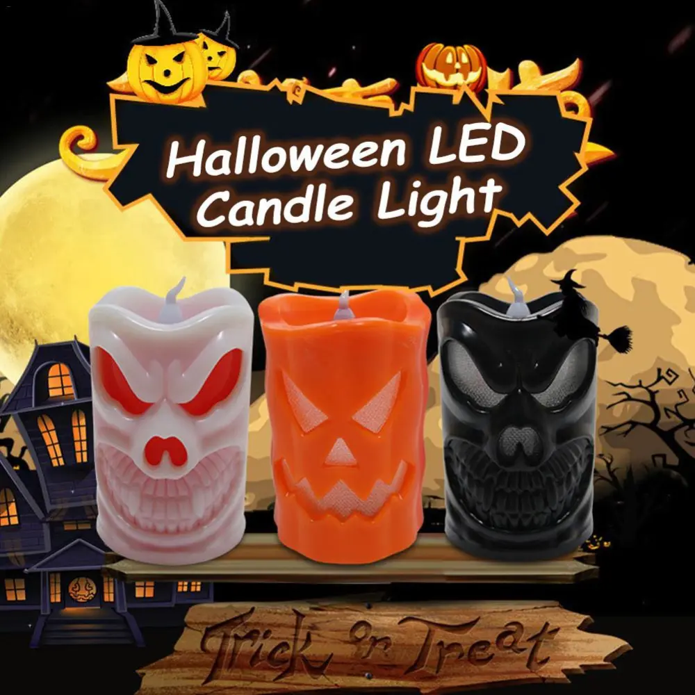 Halloween Flameless Candle Light LED Colorful Candlestick Table Decoration