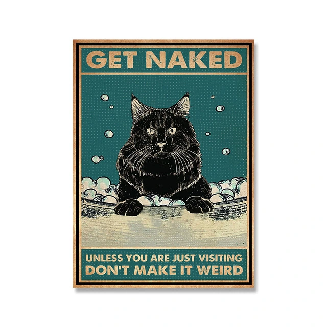 Black Cat Butt Napkin Poster Nordic Canvas Painting