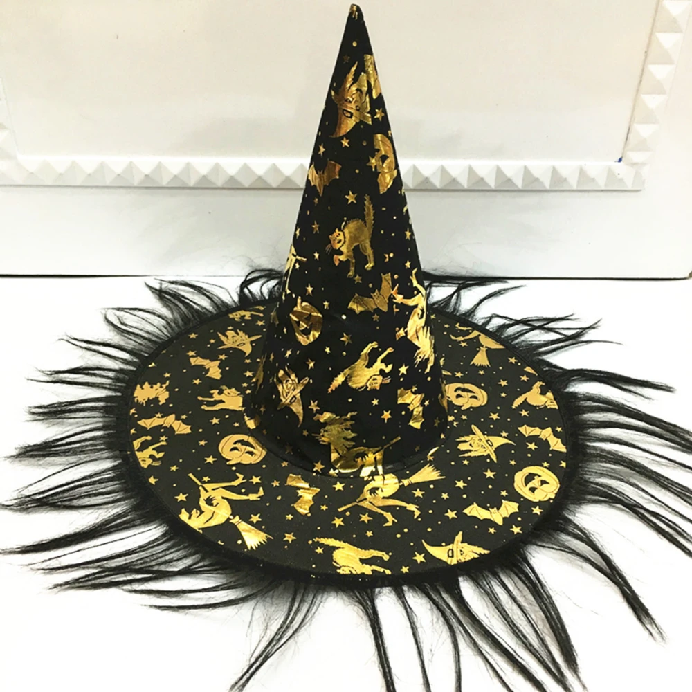 Halloween Hat Masquerade Dress Up Wizard Hat Witch Hair Witch Pumpkin Bronzing Hat