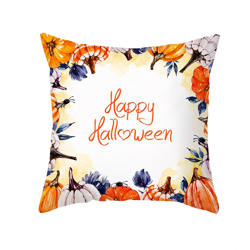 New Product Halloween Pillowcase Pumpkin Letter Fly Velvet Pillow Cushion Cover