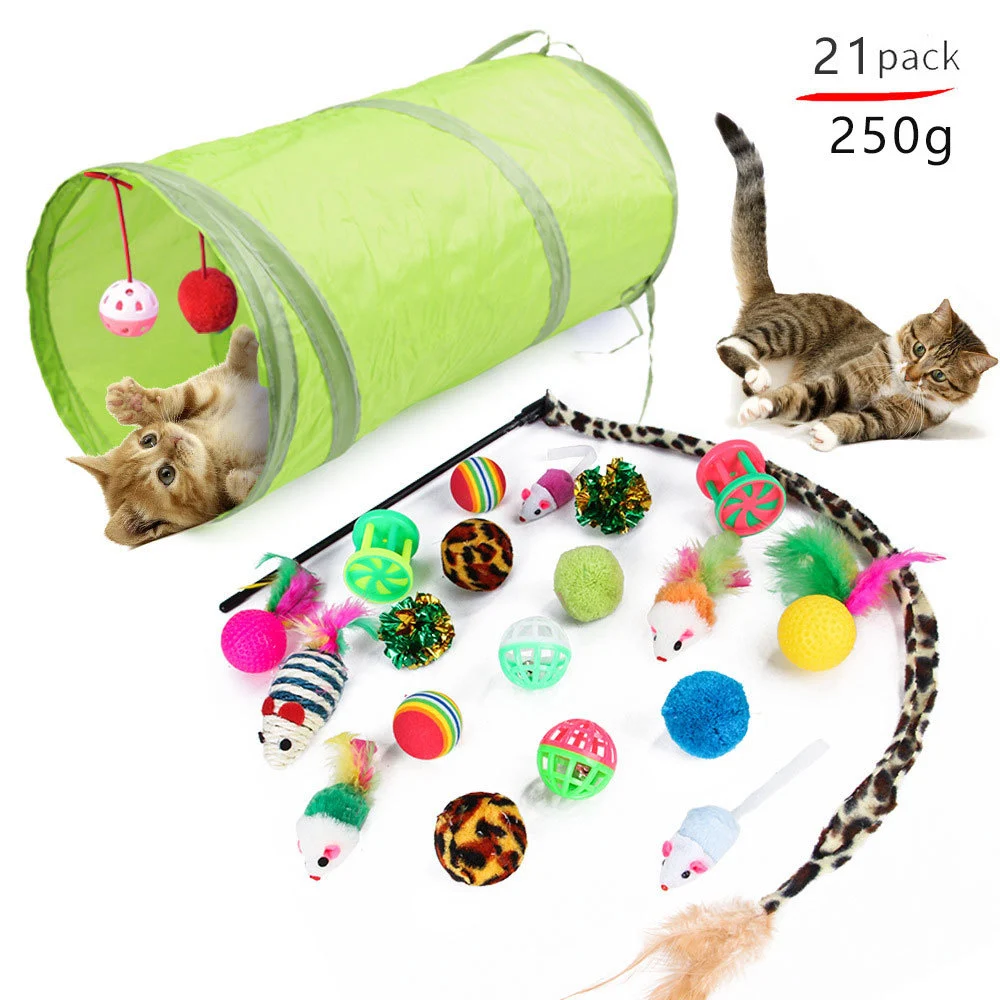 Pet Cat Toy Set 21 Pieces Of Cat Channel Funny Cat Stick