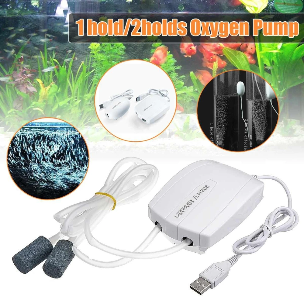 Aquarium Air Pump Mini Silent Compressor Single Double Outlet Oxygen Pumps For Aquariums Aquatic Fish Tank