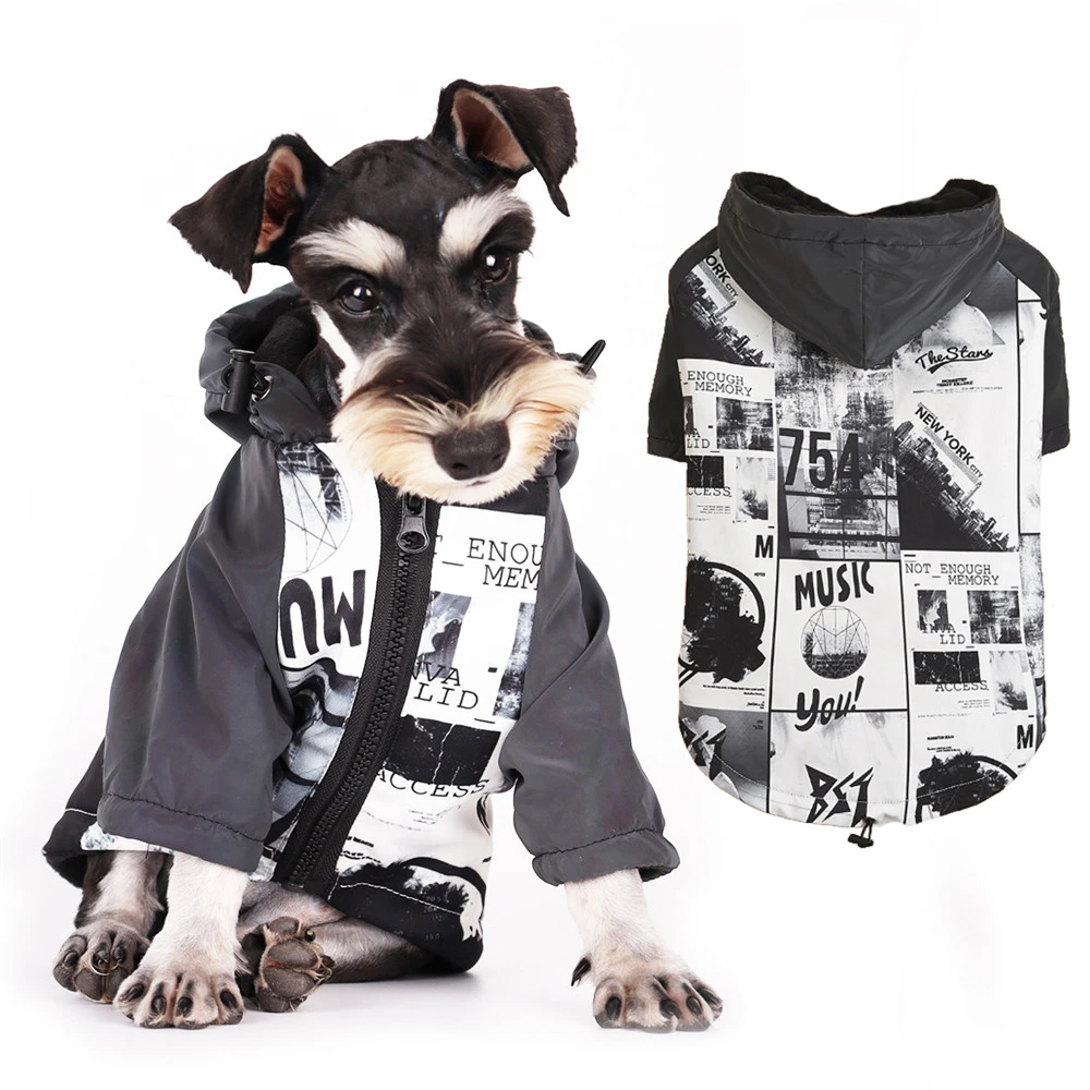 Dog Poker Jacket Reflective Raincoat Pet Cotton