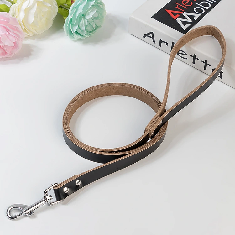 Leather Solid Color Dog Chain Leash