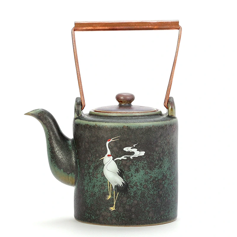 Crane Chengxiang Handle Pot Ceramic Retro Tea Set