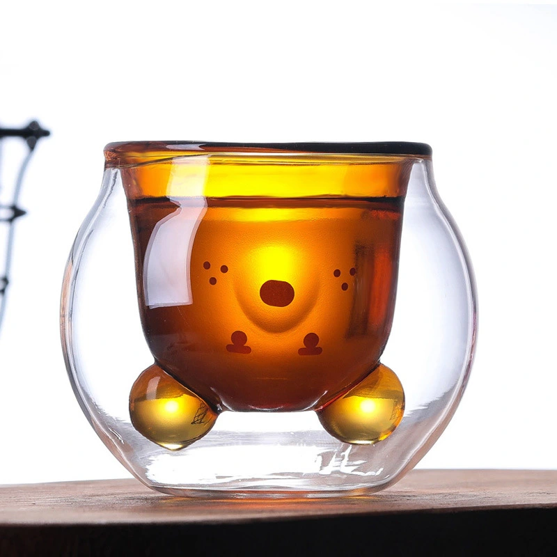 Glass Double-layer Cup With Animal Print