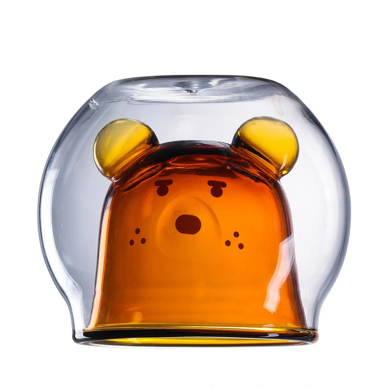 Glass Double-layer Cup With Animal Print