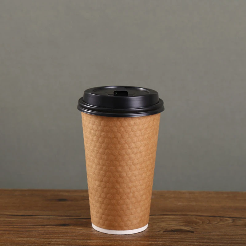 Diamond Paper Disposable With Lid Coffee Takeaway Packing Cup