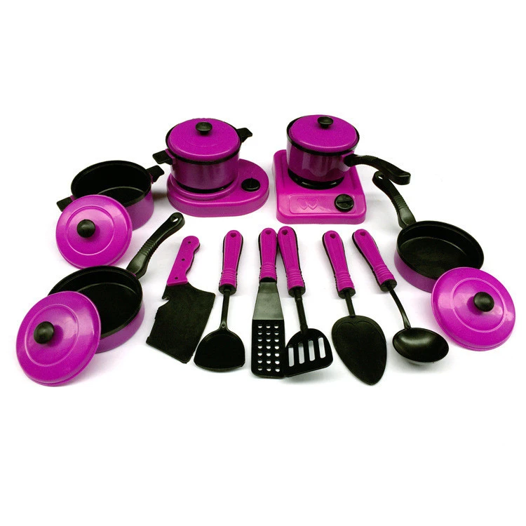Purple Simulation Tableware And Kitchen Utensils 13-piece Set Toy