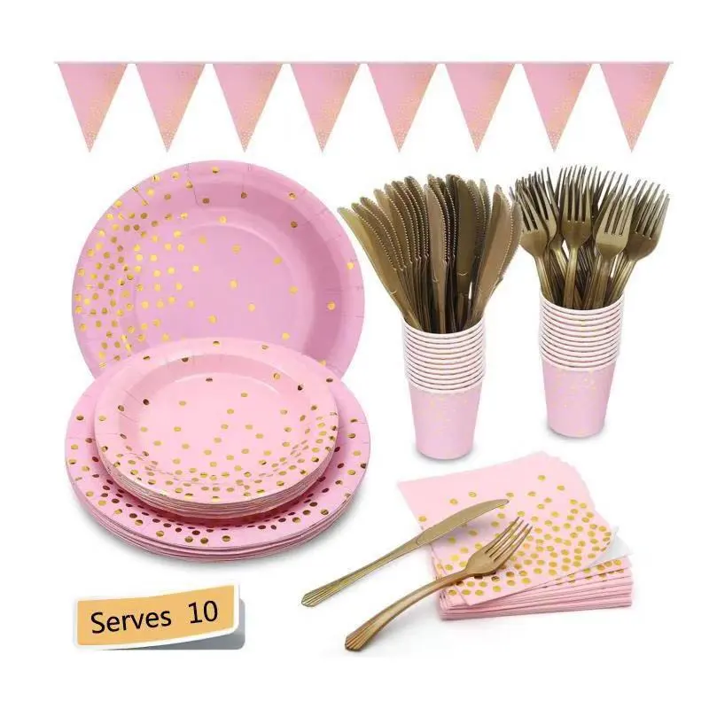 Bronzing Dot  Tableware Set Paper Cup Paper Plate