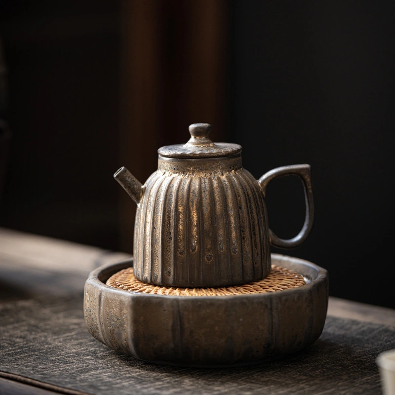 Teapot Stoneware Well Lan Pot Handmade Retro Gilt Iron Glazed Teapot