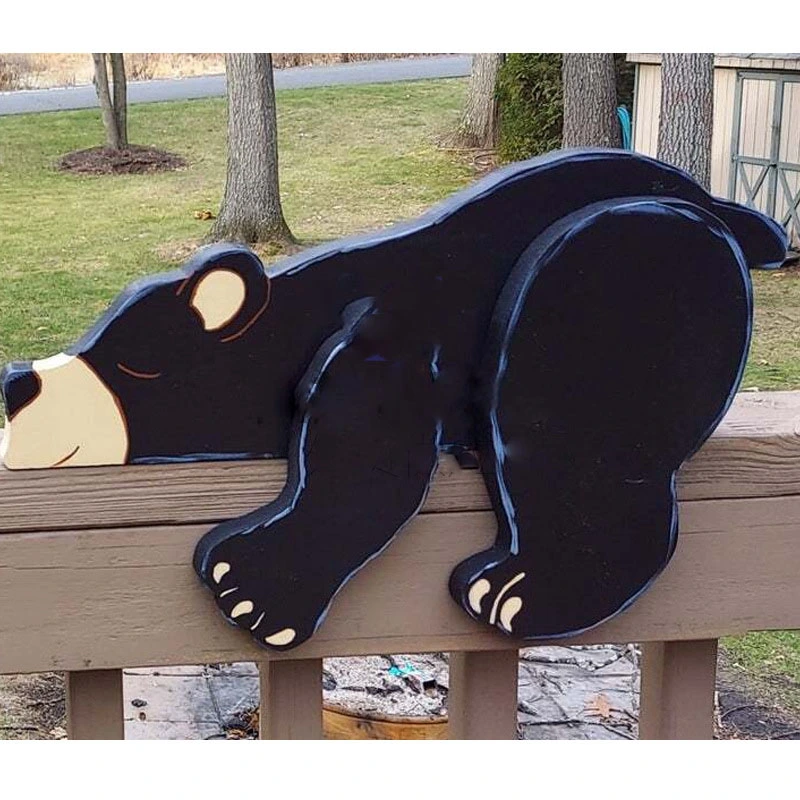 PVC Material Sleeping Bear Garden Fence Decoration