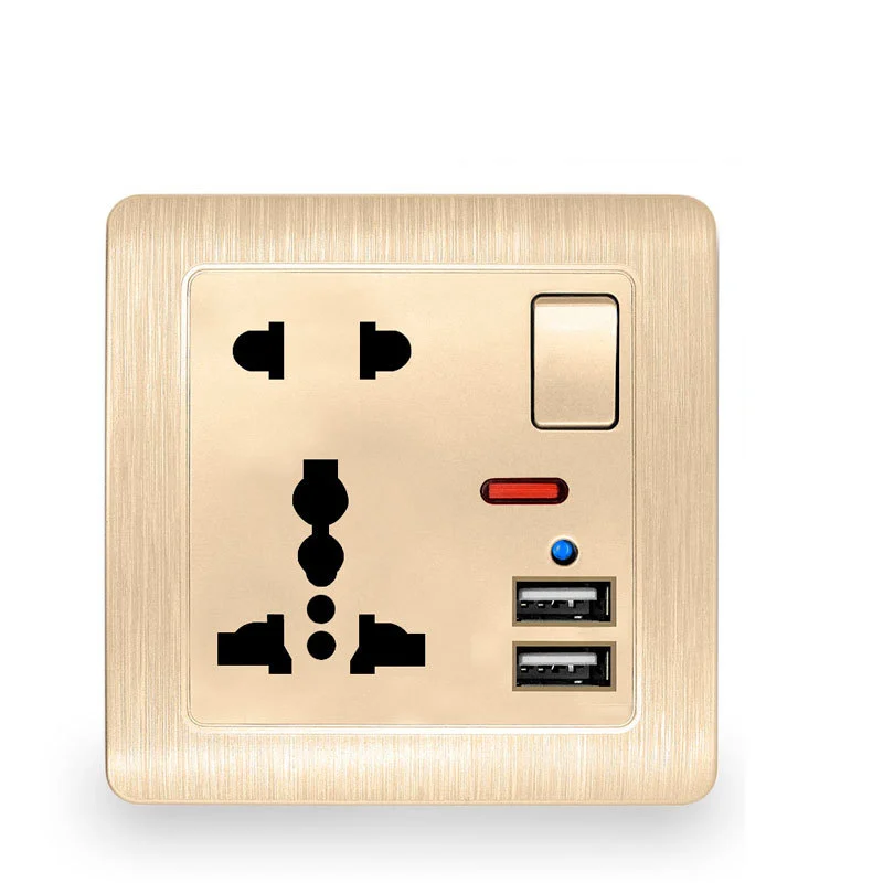 Multifunctional British Standard Socket Five-hole USB Panel With Switch International Jack