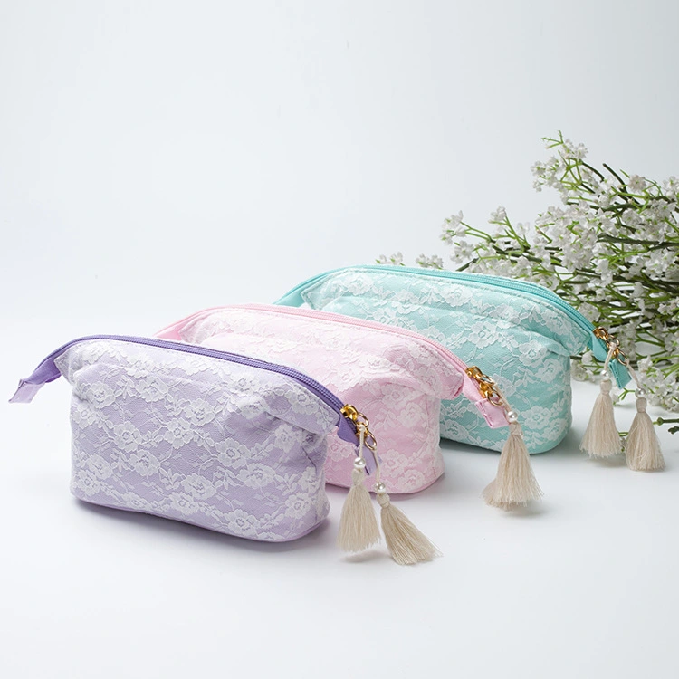 Lace Canvas Essential Oil Storage Bag Exquisite Tassel Zipper