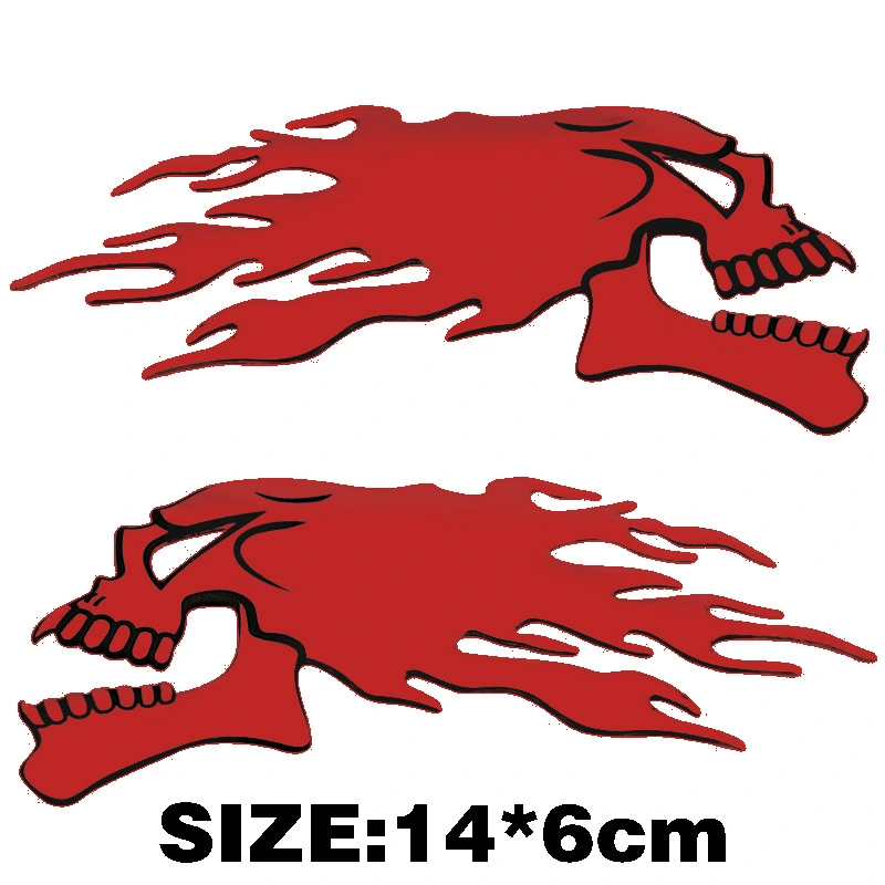 3D Flame Skull Decal Soft Sticker
