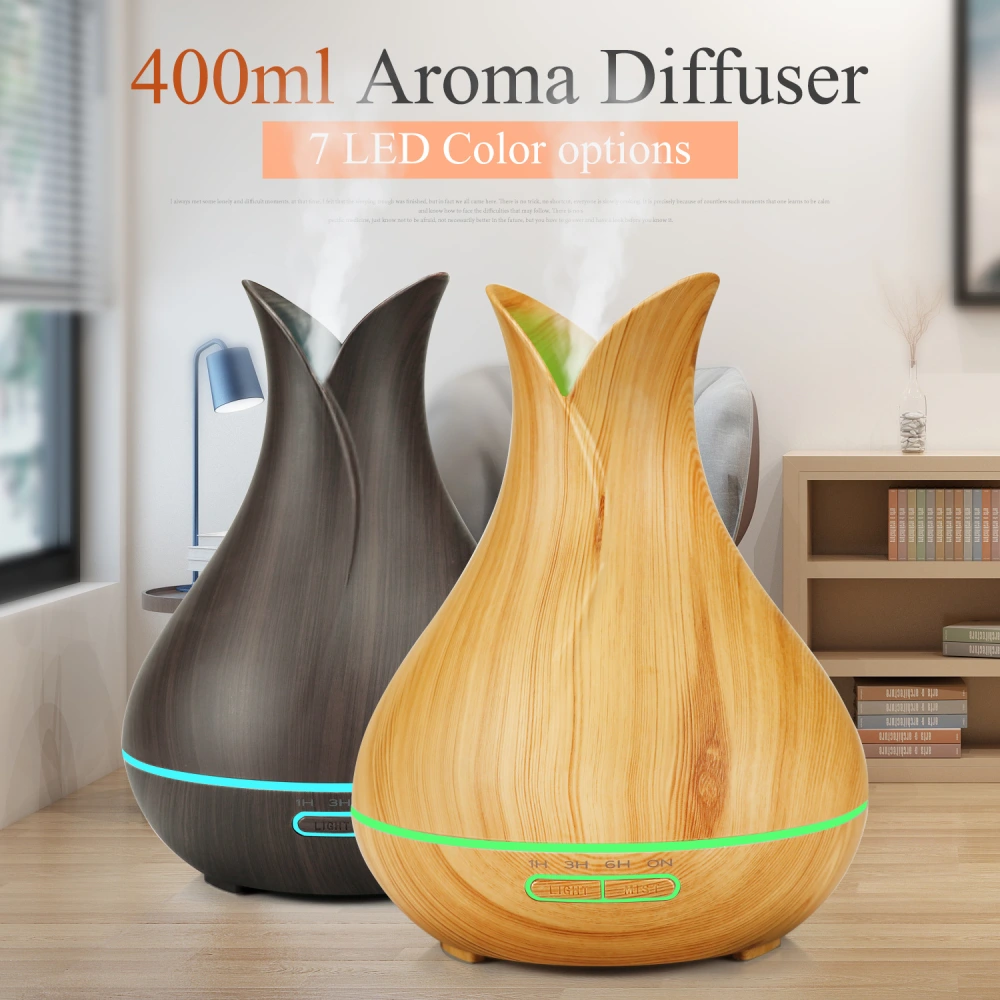 Humidifier Diffuser Aromatic Aromatherapy Wood Grain Fragrance Distributor For Home LED Discoloration Light Mute