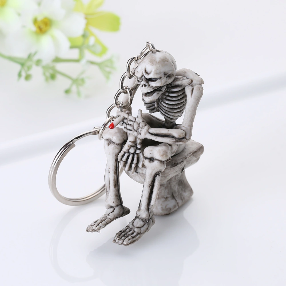 High Quality Rubber Toilet Skull Keychain