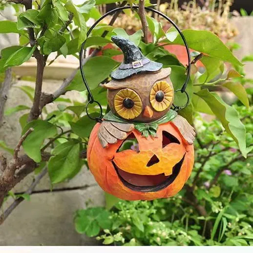 Resin Crafts Pumpkin Head Owl Ornaments Creative Living Room Decorations Large Garden Statue Figure Big Sculpture Modern Art