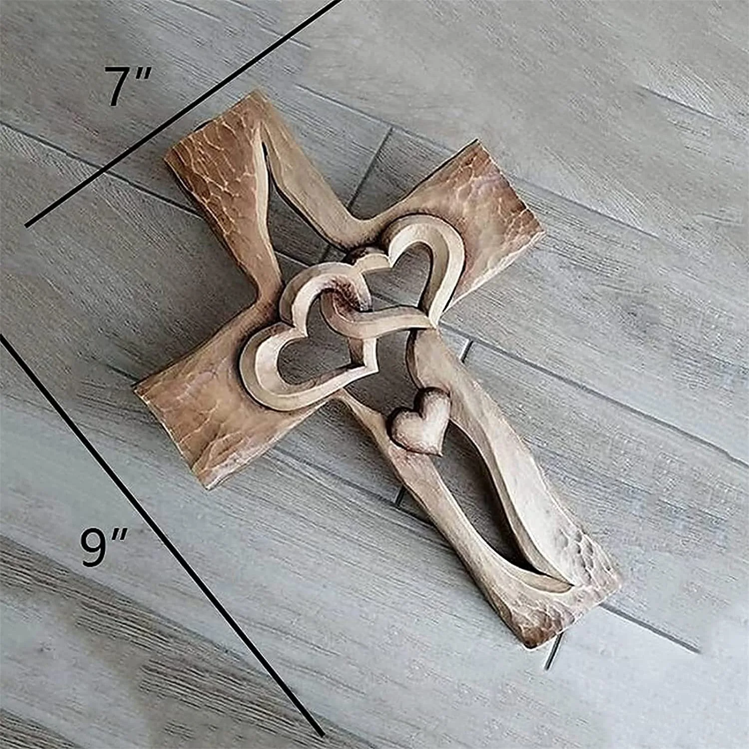 Carved Wooden Cross Intertwined Hearts Acrylic Love Cross Ornaments