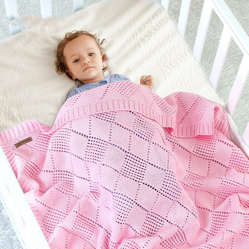 Ins Hot Sale Baby Blanket Solid Color Knitted Blanket For Baby Baby Quilt