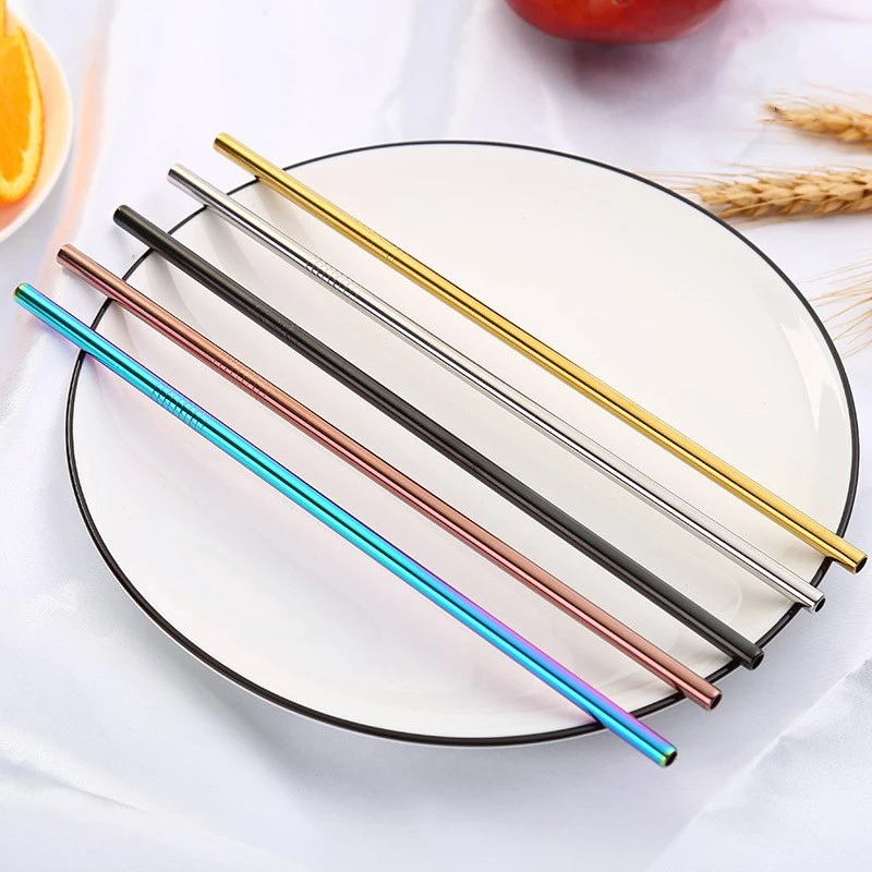 Colored Metal Straight Elbow Cocktail Milk Tea Coffee Straw