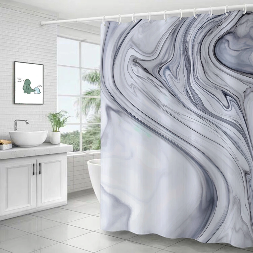 Marble Shower Curtain Digital Punch-free Printing