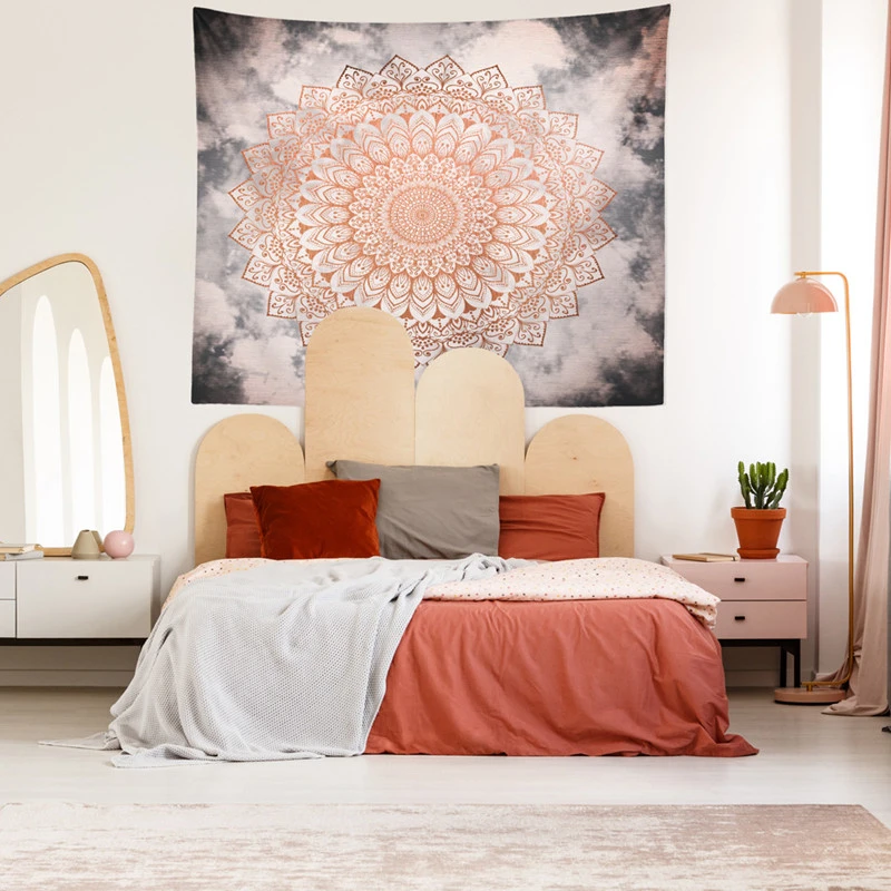 Abstract Bohemian Mandala With Large Flowers Tapestry