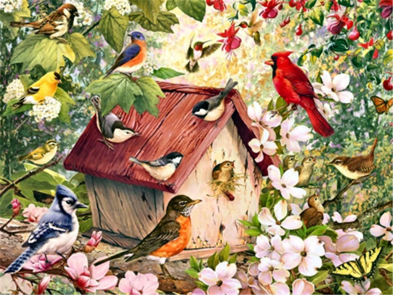 Diamond Embroidery Home Decor Bird House Handmade Mosaic Diamond Painting Animal Picture Rhinestone