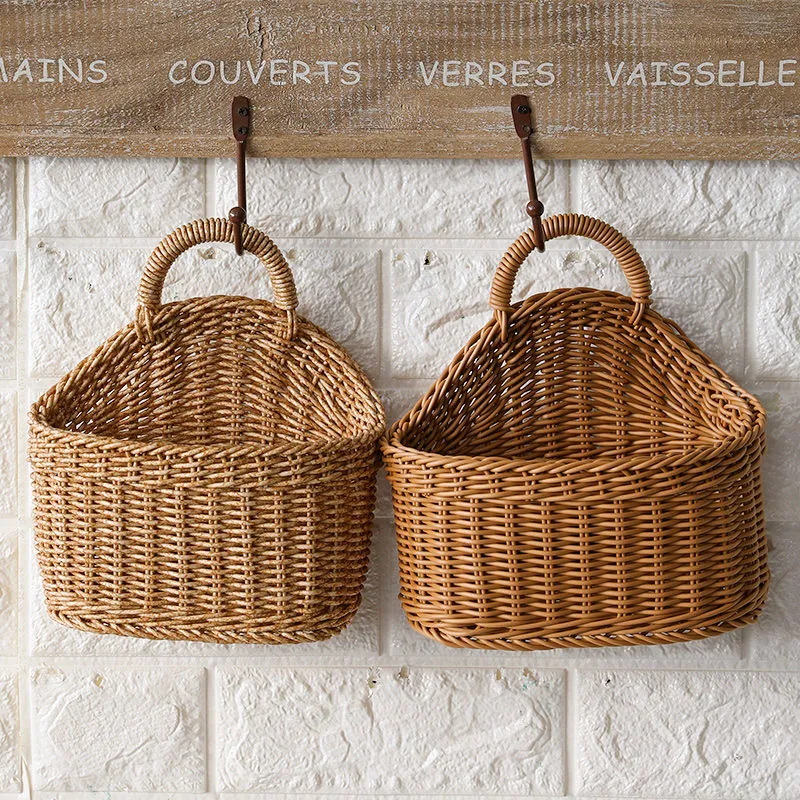 Cloth Bag Storage Wall Type Plastic Woven Kitchen Ginger Garlic Hanging Basket