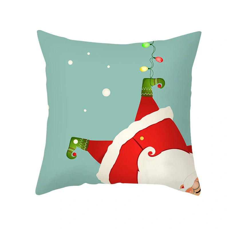 Christmas Cartoon Pillowcase Living Room Bedroom Sofa Pillow Peach Skin Printing Pillow