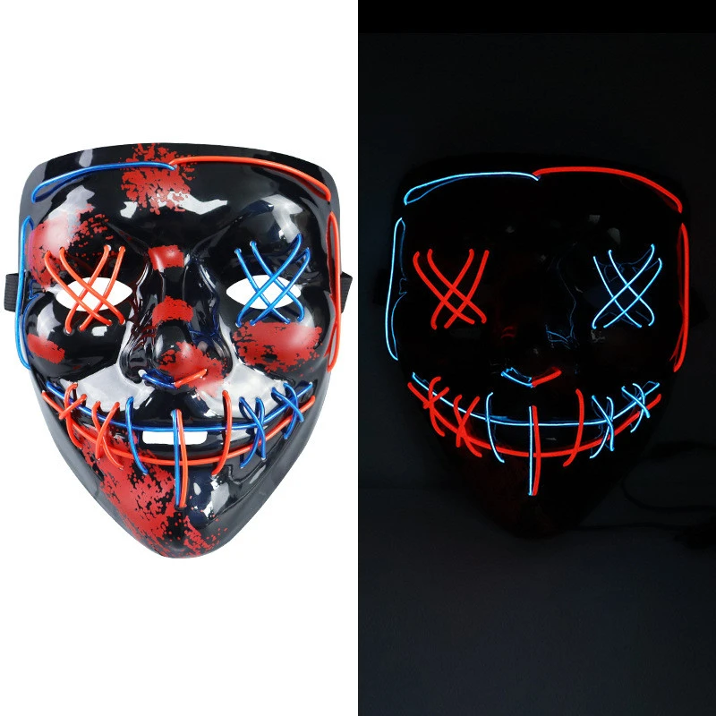 Glowing Mask Blue And Purple Left And Right Cross Two-color Halloween Props