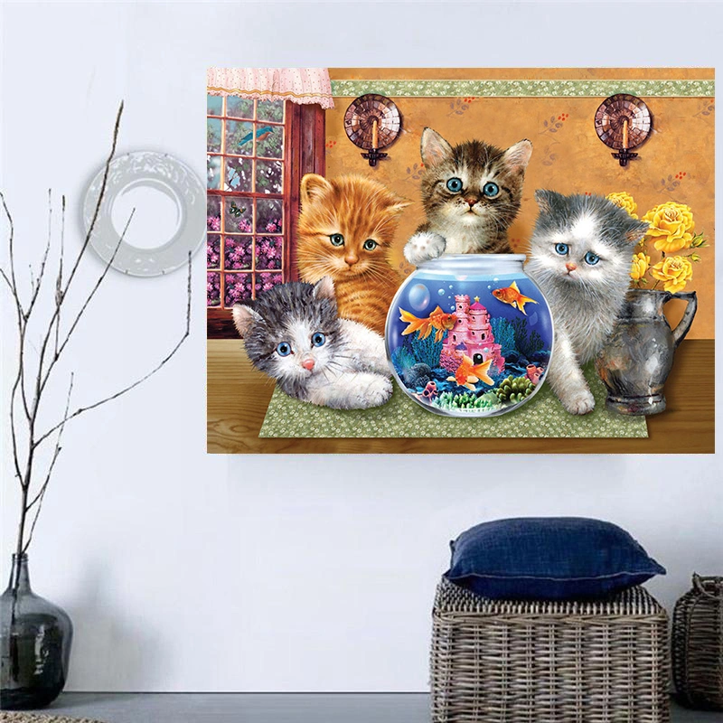 Diamond Painting Four KittensThemeFull 5D EmbroiderySquare BeadsCross Stitch