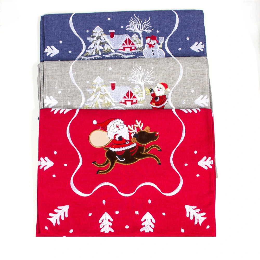 Santa Claus Embroidery Christmas Restaurant Tablecloth