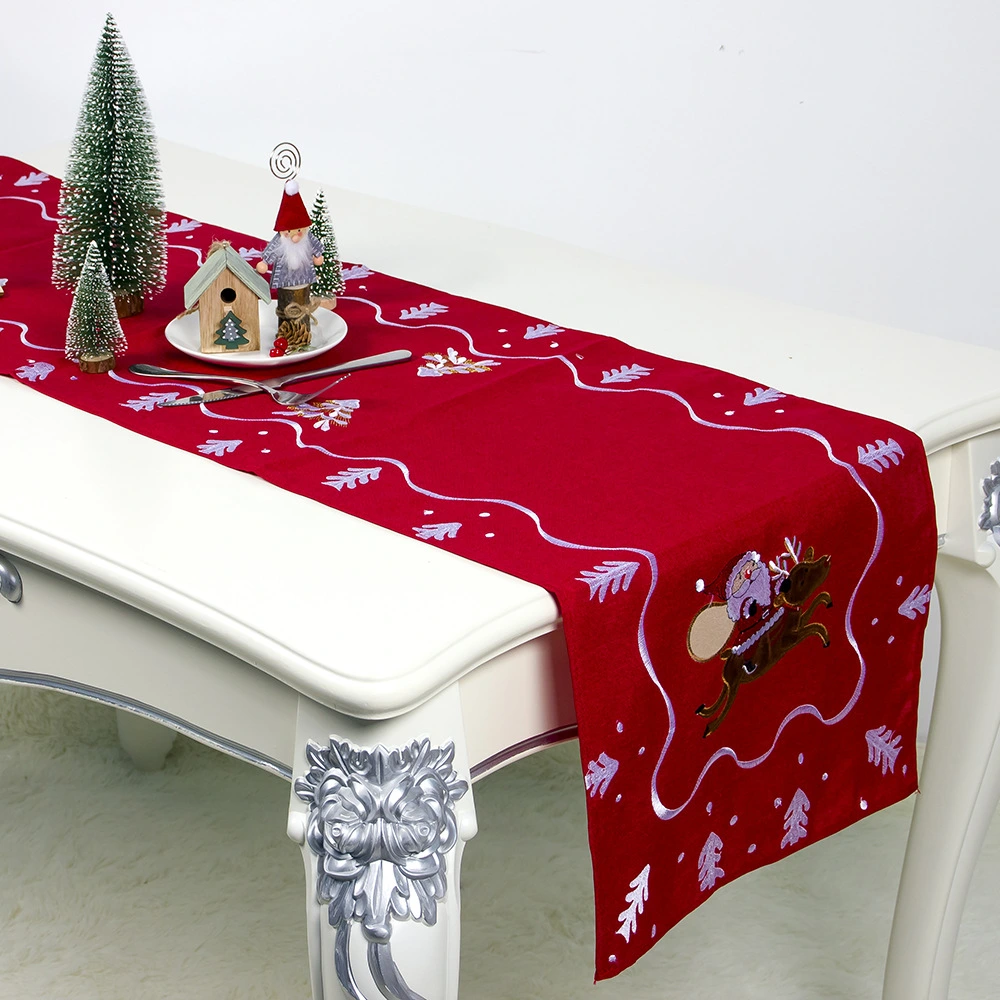 Santa Claus Embroidery Christmas Restaurant Tablecloth