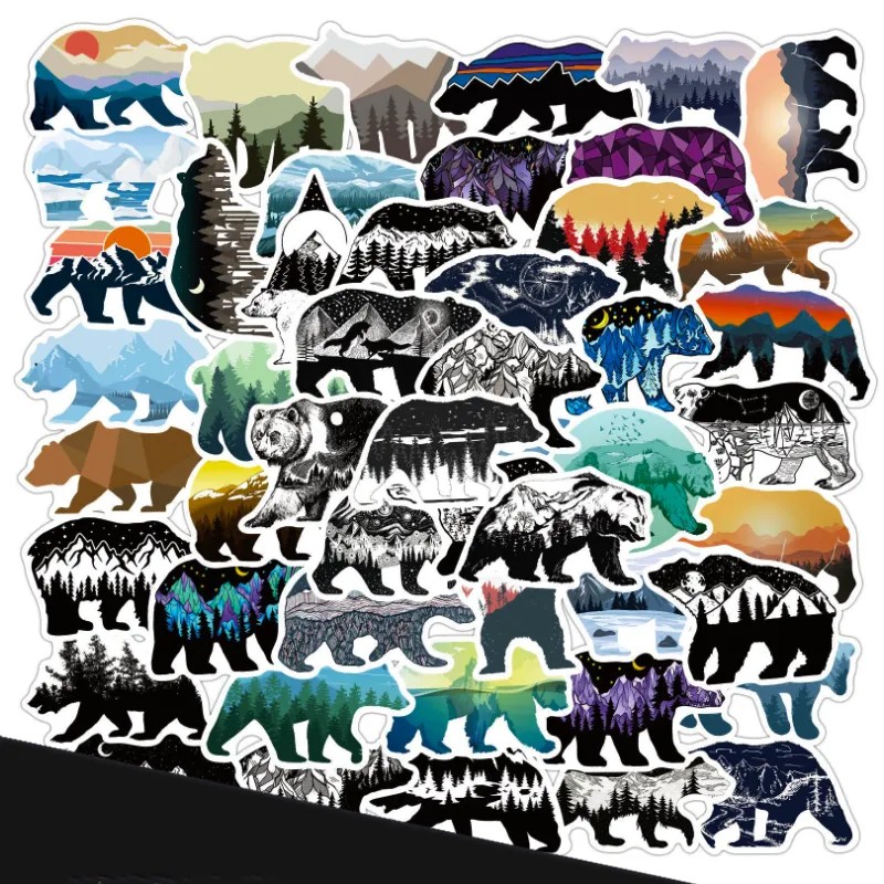 Color Grizzly Bear Graffiti Stickers