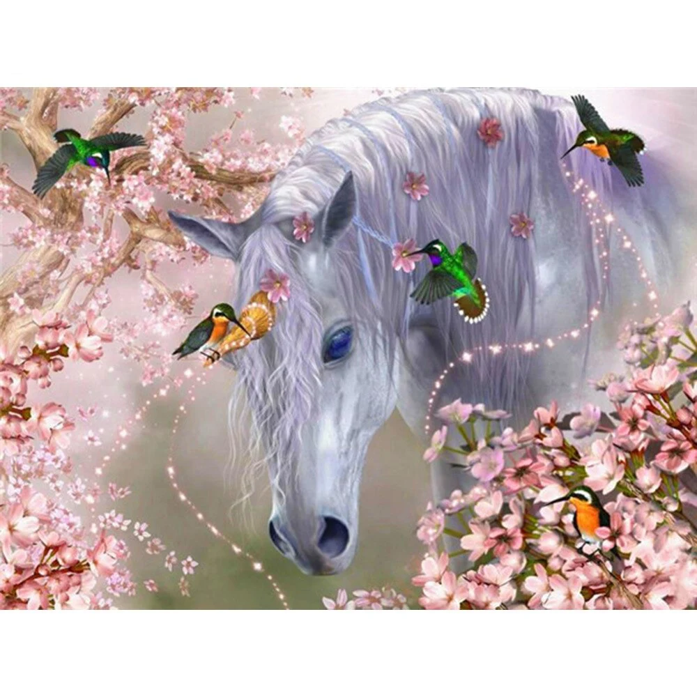 Diamond Painting Square Round Landscape Diamond Mosaic Horse Bird Rhinestone Picture Full Show Diamond Art