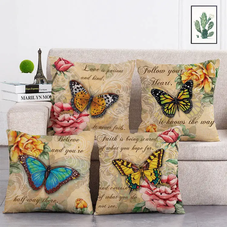 Cross-border Retro Butterfly Figure Pillowcase Zinc Ebay Hot Style Car Pillow