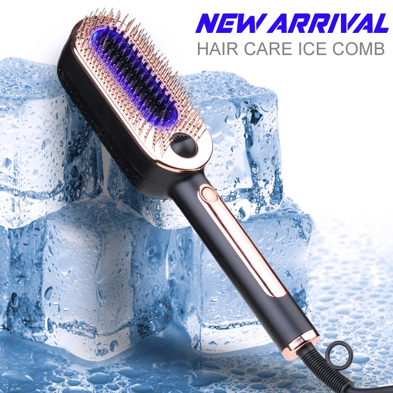 Women's Negative Ion Blue Straight Hair Cold Ice Comb