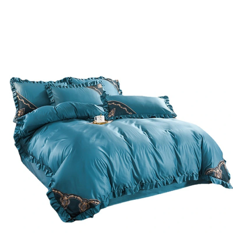 Bed Four-piece Set Lace European-style Double-sided Silk