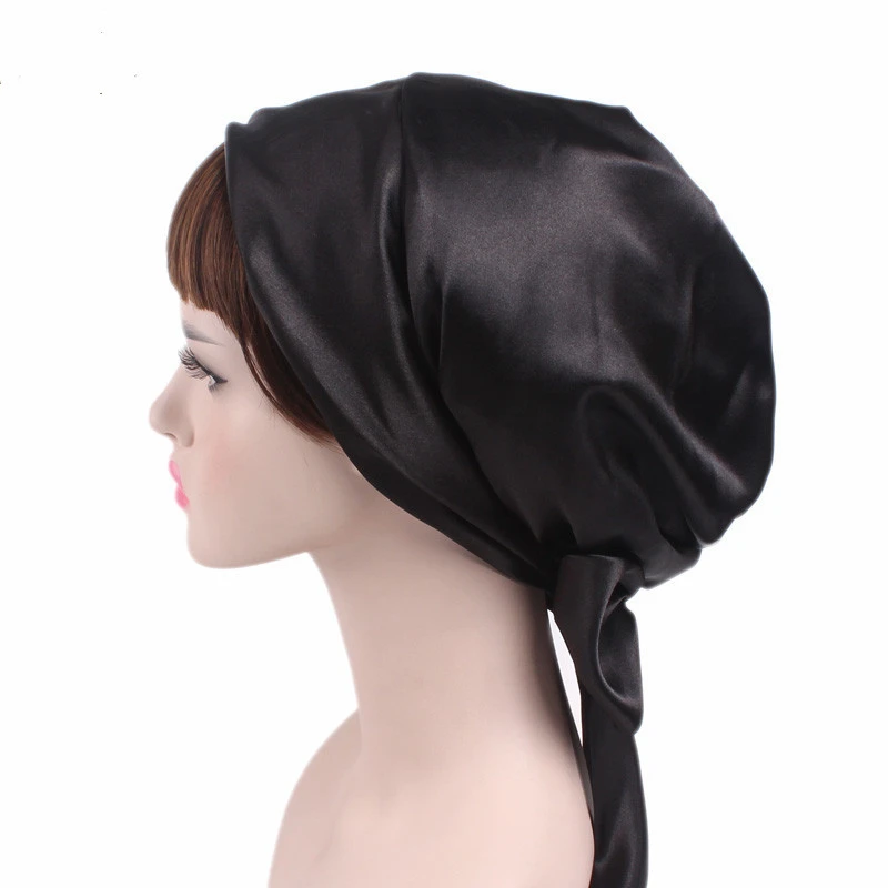 Ladies Satin Printed Bow Turban Long Africa