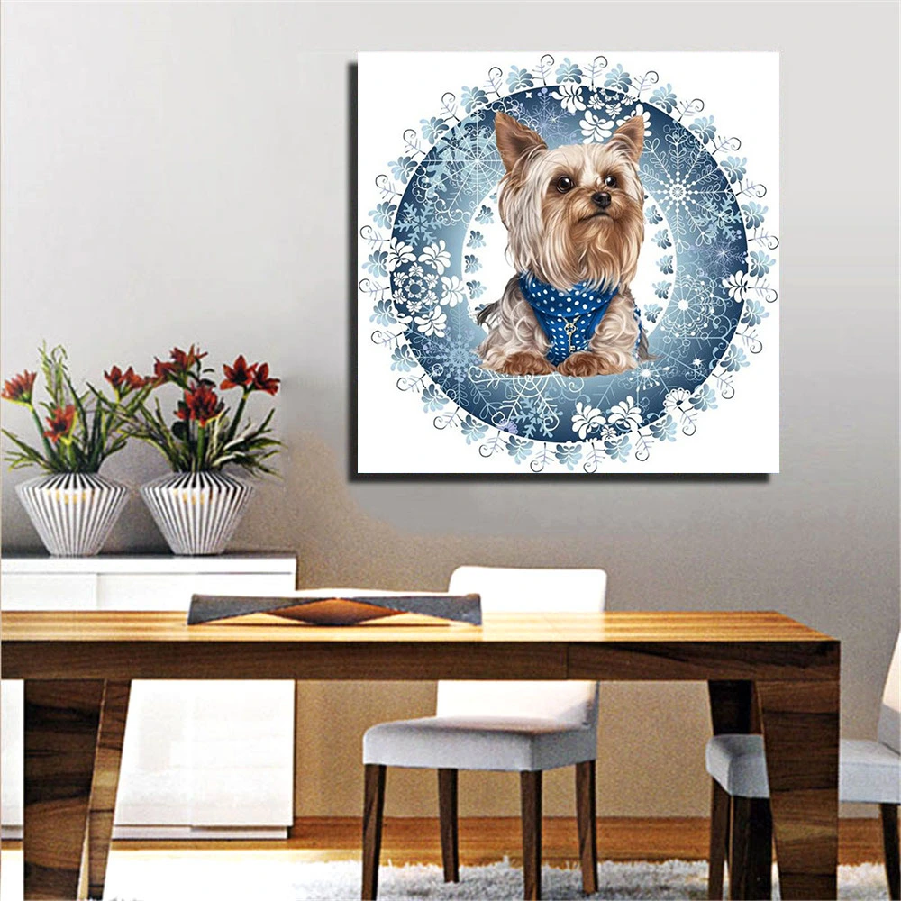 Painting Cartoon Dog Handcraft Rhinestone Icon Decoration Full Set Layout Display Wall Stricker