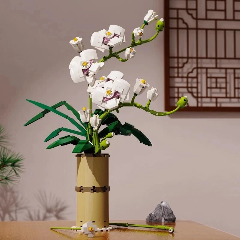 Creative Flowers Phalaenopsis Decoration Children's Building Block Model