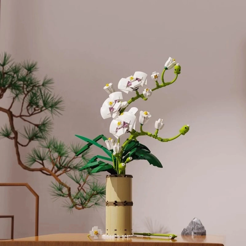 Creative Flowers Phalaenopsis Decoration Children's Building Block Model