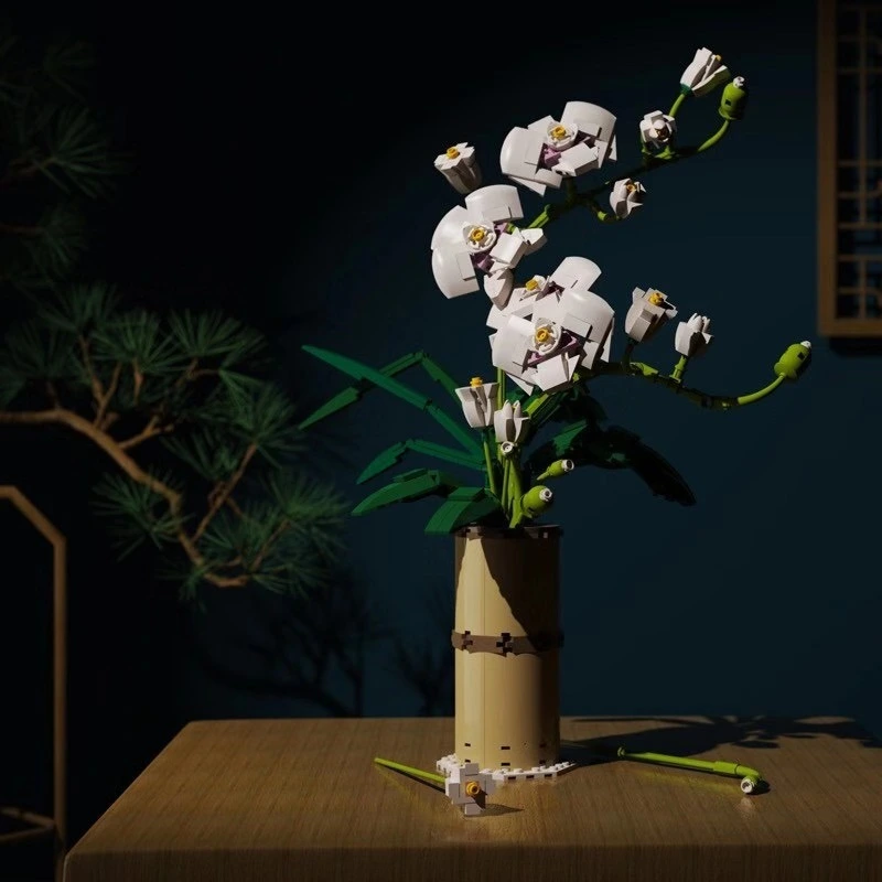 Creative Flowers Phalaenopsis Decoration Children's Building Block Model