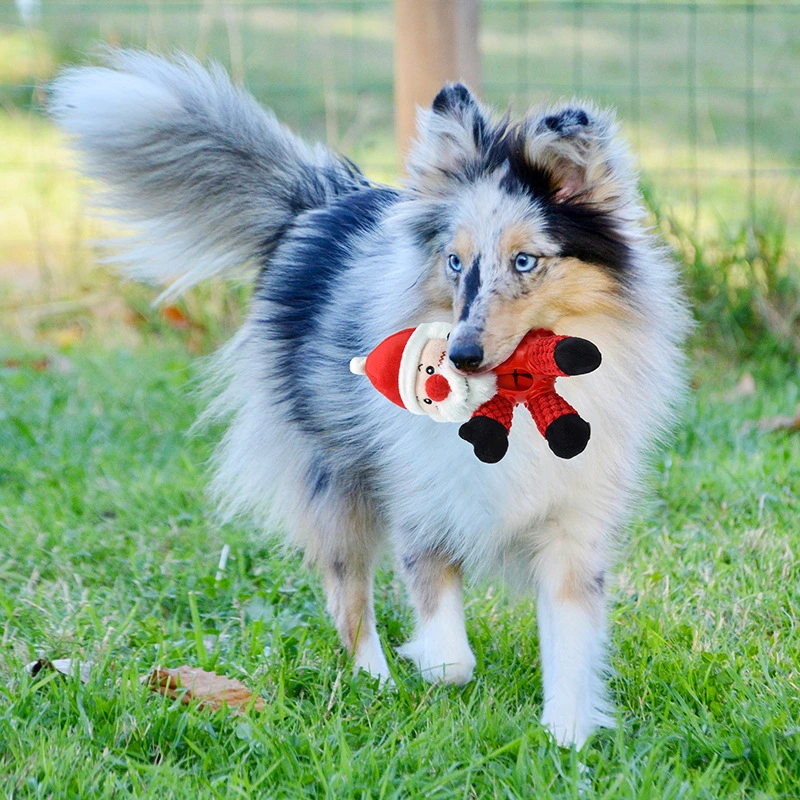 Santa Claus Plush Dog Toy Puzzle Vocal Leak Food Clean Teeth Christmas Pet Supplies