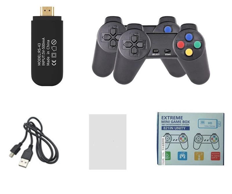 TV Game Console HD 4K Connection Double Wireless Gamepad