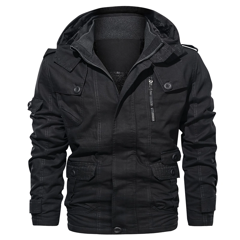 Military Men Jacket Thick Fleece And Windproof Coats Mid-Length Lapel Collar Men Jacket