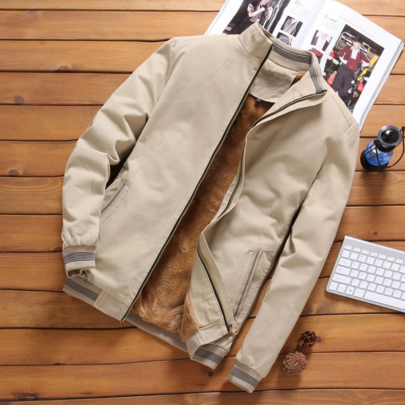 Winter Fleece Men Jacket Men Pilot Bomber Jacket Warm Slim Fit Coat