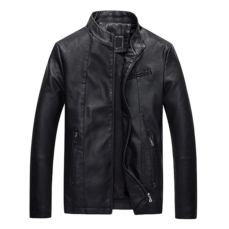 Men Leather Jacket Faux Biker Motorcycle Jackets Warm Men Coats