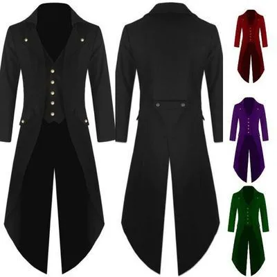 Men's Long-sleeved Solid Color Button Irregular Men's Tuxedo